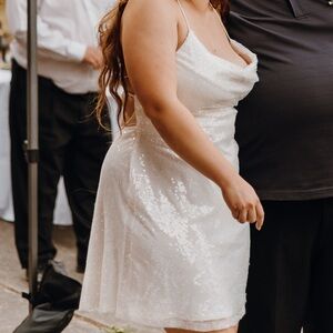 Beginning Boutique Come And Get It White Sequin Party Dress Size 14